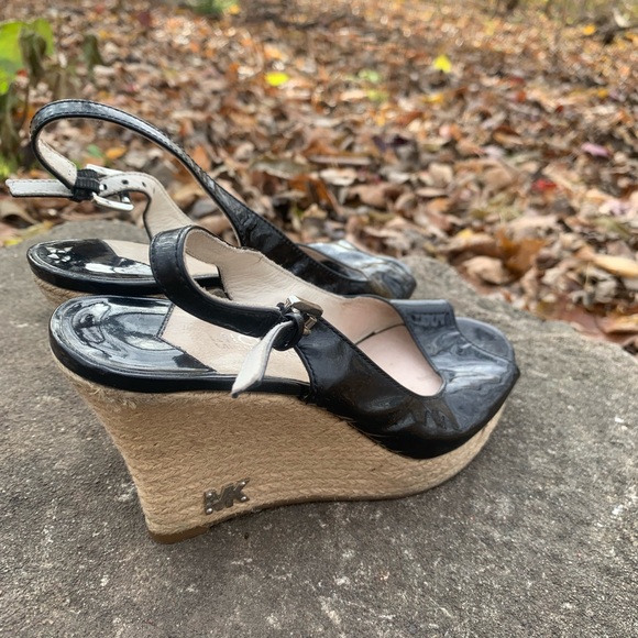 Michael Kors sandals black open toe MK Zoe Sling Patent Pumps Size 7M - Picture 2 of 7